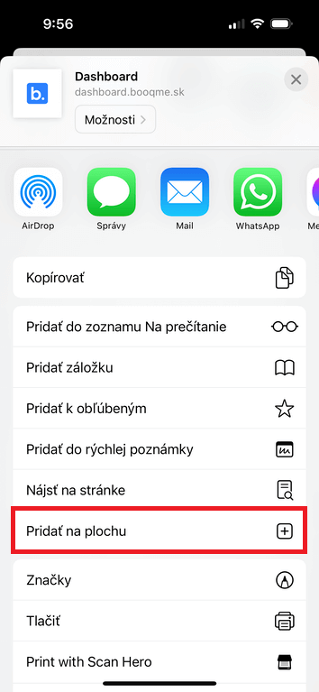 iPhone - pridať na plochu